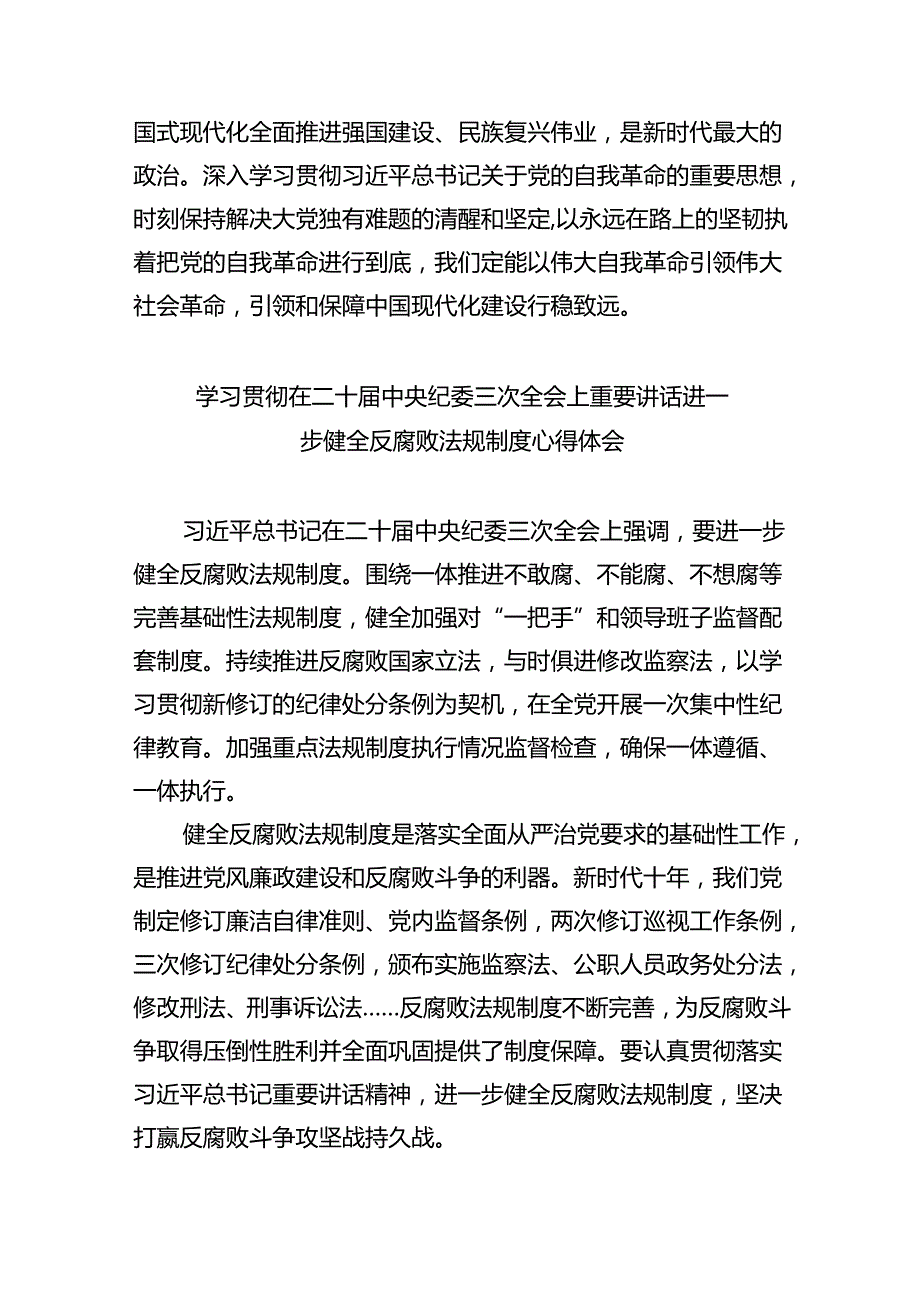 学习践行在二十中央纪委三次全会上重要讲话心得体会10篇（详细版）.docx_第3页