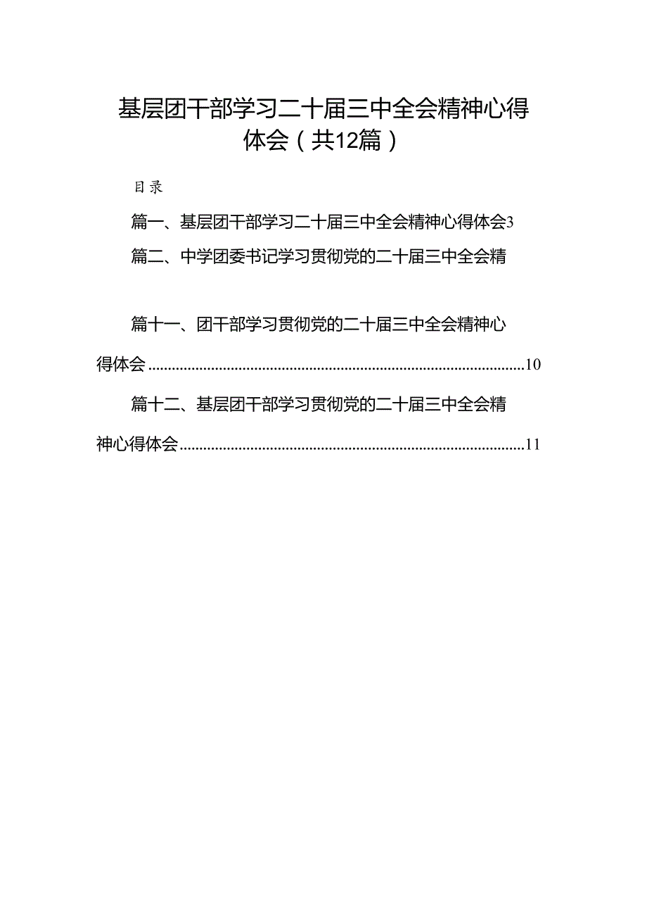 基层团干部学习二十三中全会精神心得体会12篇（精选）.docx_第1页