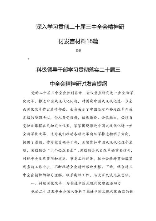 深入学习贯彻二十三中全会精神研讨发言材料 18篇.docx