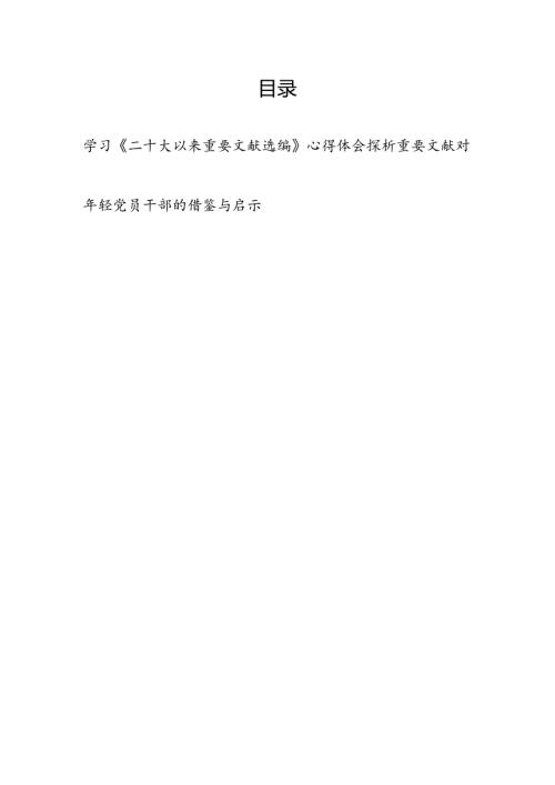 学习《二十大以来重要文献选编》心得体会研讨发言和探析重要文献对年轻党员干部的借鉴与启示.docx