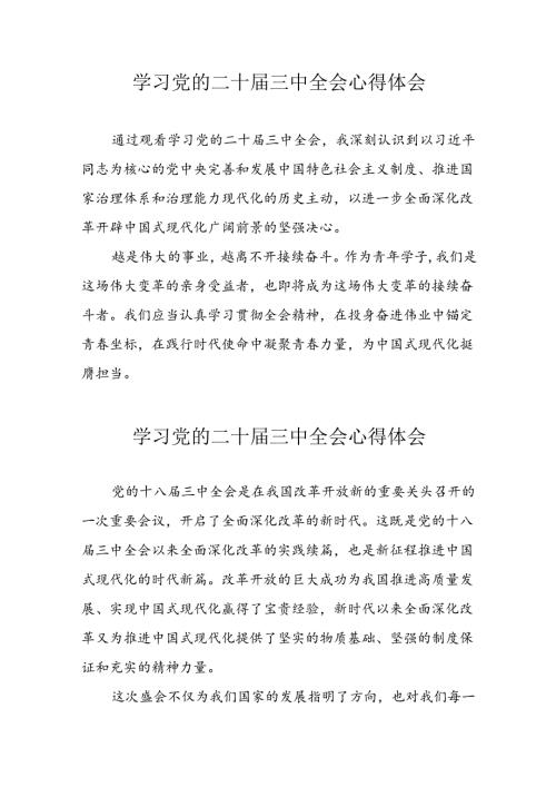 学习2024年党的二十三中全会心得体会 （10份）.docx