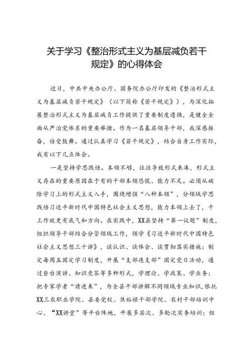 2024年学习《整治形式主义为基层减负若干规定》心得感悟四篇.docx