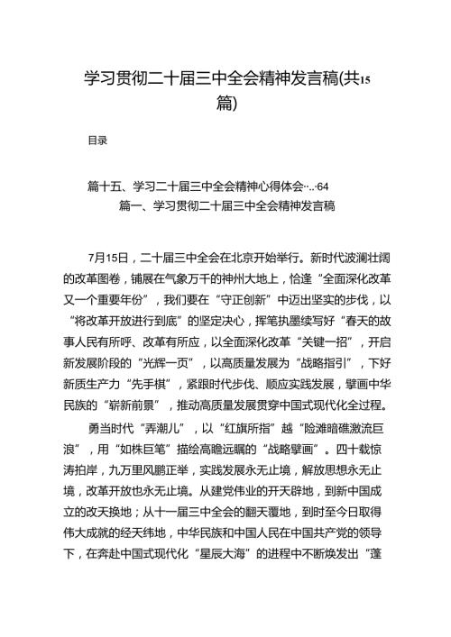 学习贯彻二十三中全会精神发言稿15篇（精选）.docx