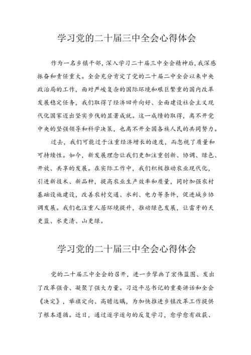 学习2024年学习党的二十三中全会个人心得体会 （合计12份）.docx