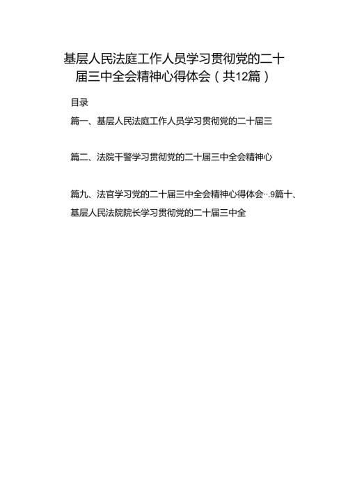 基层人民法庭工作人员学习贯彻党的二十三中全会精神心得体会（共12篇）.docx