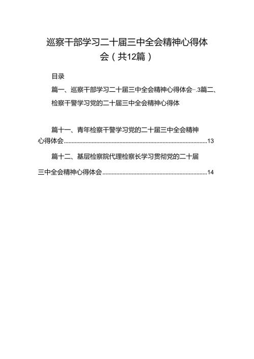 巡察干部学习二十三中全会精神心得体会范文12篇（最新版）.docx