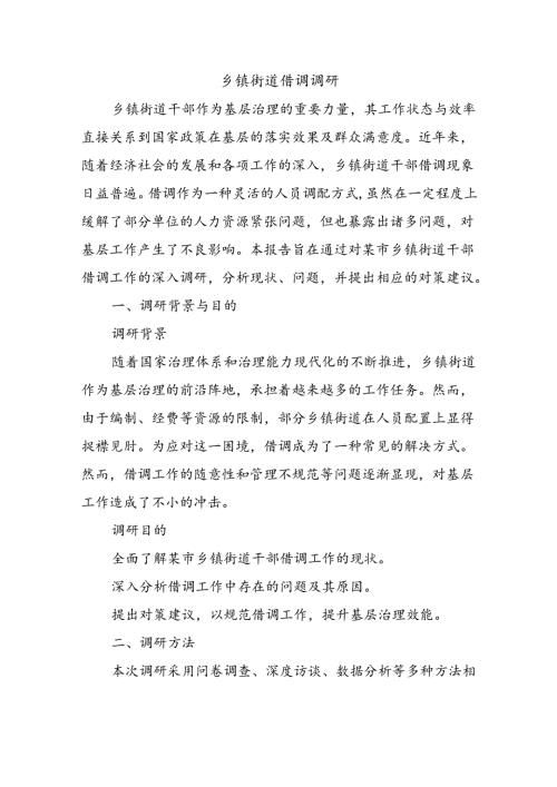 乡镇街道借调调研.docx