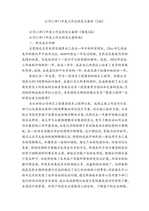 公司it部门工作总结范文最新（3篇）.docx