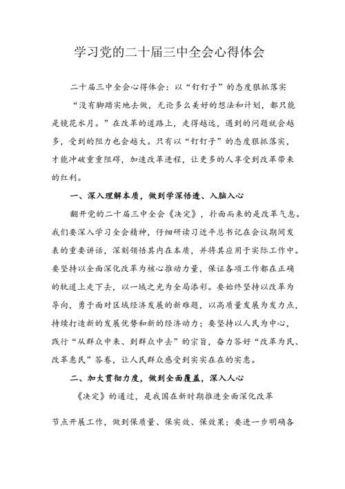 学习2024年学习党的二十三中全会个人心得体会 汇编15份.docx