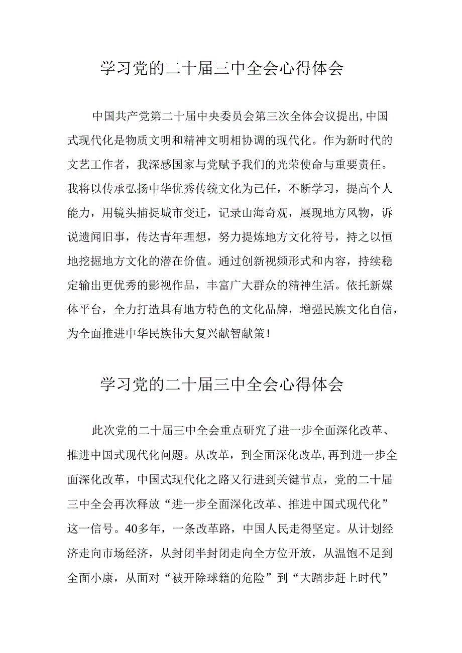 学习2024年党的二十三中全会心得体会 （10份）74.docx_第1页