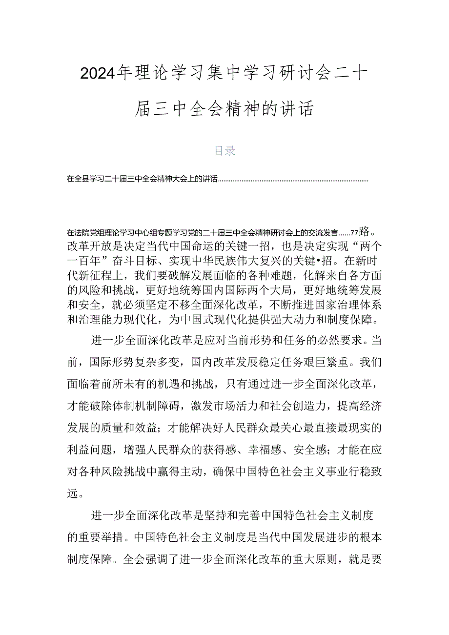 2024年理论学习集中学习研讨会二十三中全会精神的讲话.docx_第1页