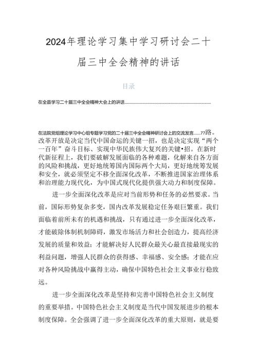 2024年理论学习集中学习研讨会二十三中全会精神的讲话.docx