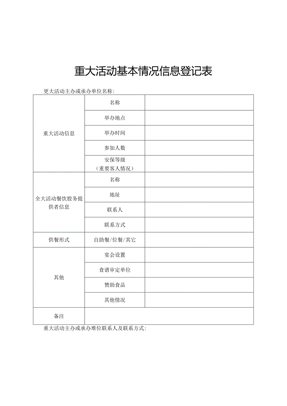 甘肃重大活动基本情况信息登记表、食品安全责任承诺书、食谱审查参照名录、安全监督管理工作报表、现场快速检测情况登记表.docx_第2页