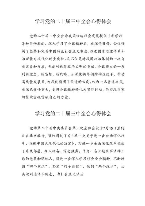 2024年学习党的二十三中全会心得体会 （13份）.docx