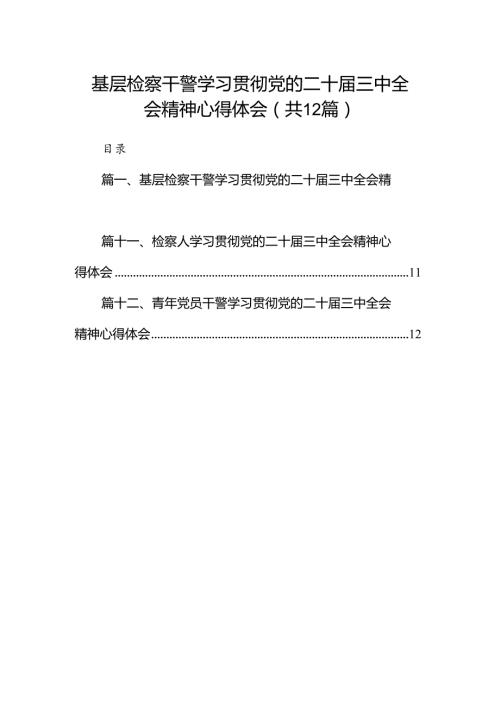 基层检察干警学习贯彻党的二十三中全会精神心得体会12篇合辑.docx
