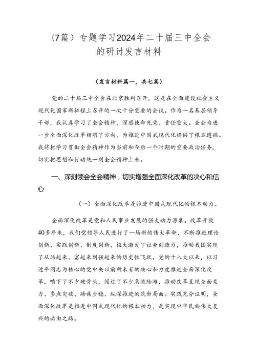 （7篇）专题学习2024年二十三中全会的研讨发言材料.docx