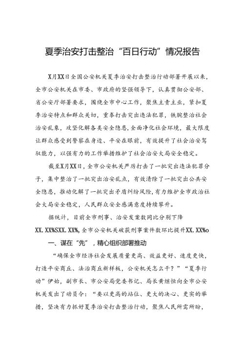 2024年公安机关夏季治安打击整治行动情况报告十四篇.docx