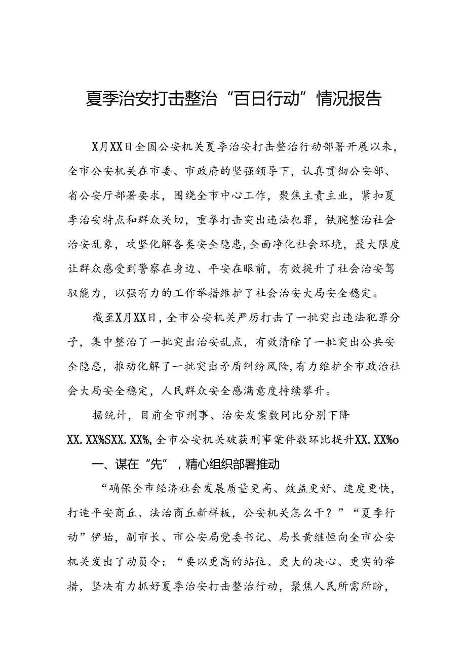 2024年公安机关夏季治安打击整治行动情况报告十四篇.docx_第1页