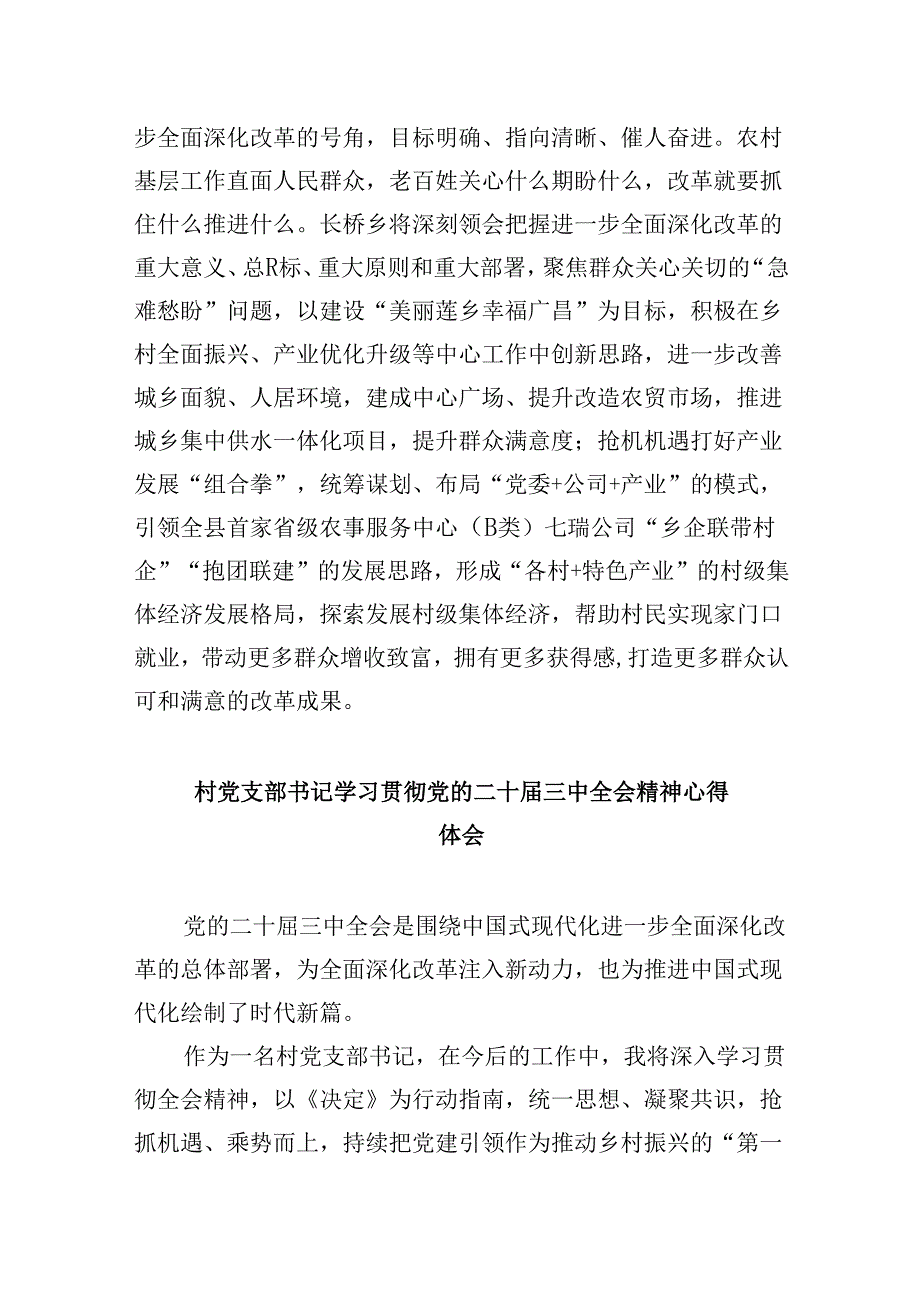 村党支部书记学习贯彻党的二十三中全会精神心得体会范文8篇（精选）.docx_第3页
