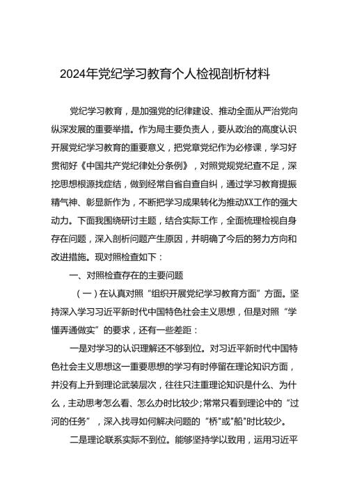 12篇2024年党纪学习教育检视问题对照检查发言材料.docx