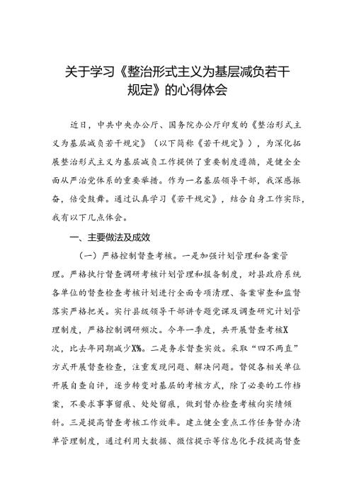 《整治形式主义为基层减负若干规定》学习体会七篇.docx