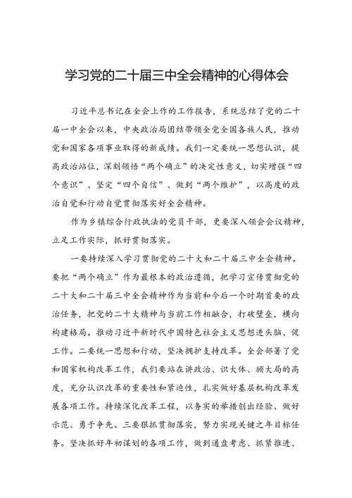 关于2024年党的二十三中全会精神的学习感悟五十五篇.docx