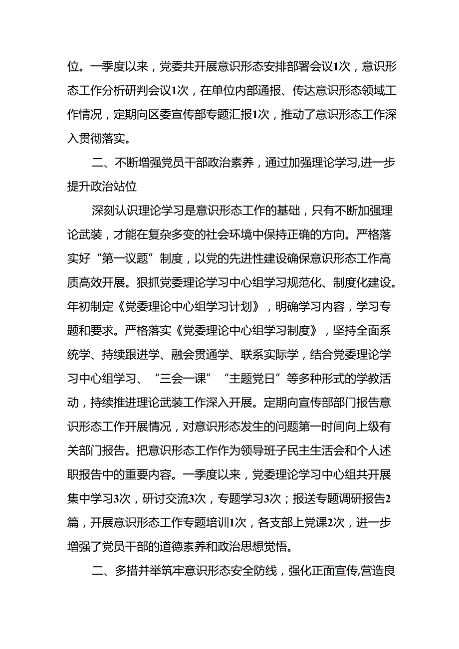 2024年开展上半年党支部意识形态情况工作汇报 合计10份.docx_第2页