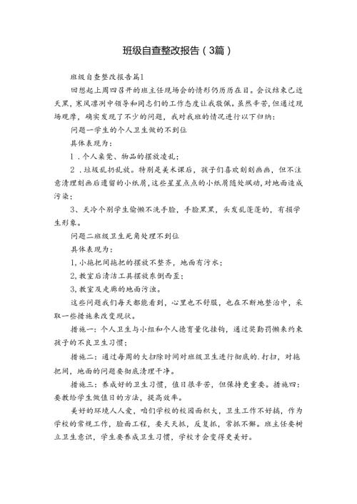 班级自查整改报告（3篇）.docx