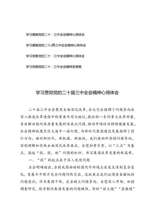 4篇 2024年学习贯彻党的二十三中全会精神发言稿心得体会.docx