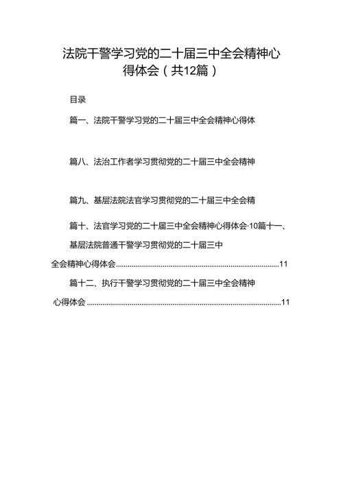 法院干警学习党的二十三中全会精神心得体会范文12篇（最新版）.docx