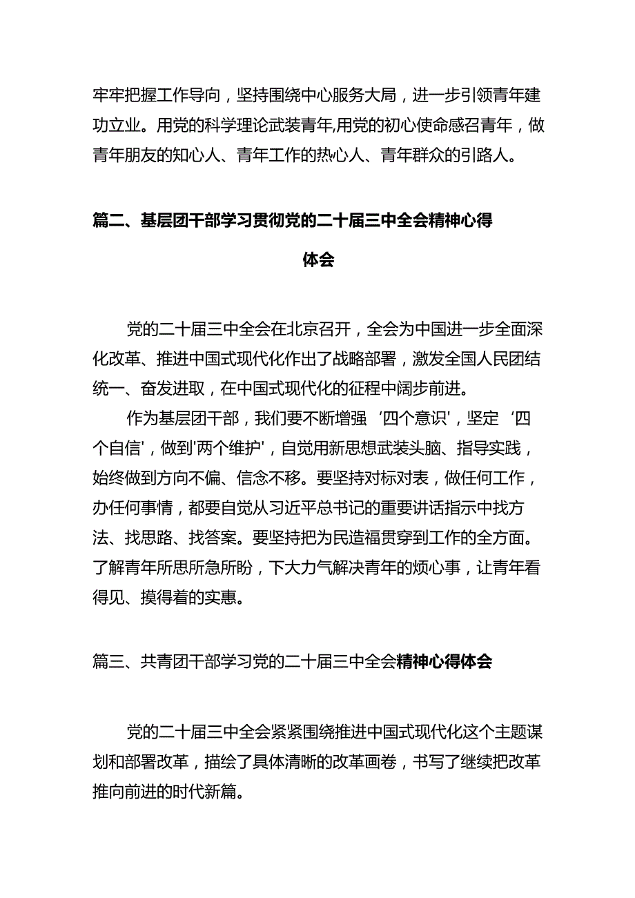 基层团干学习贯彻党的二十三中全会精神心得体会十篇（精选）.docx_第2页