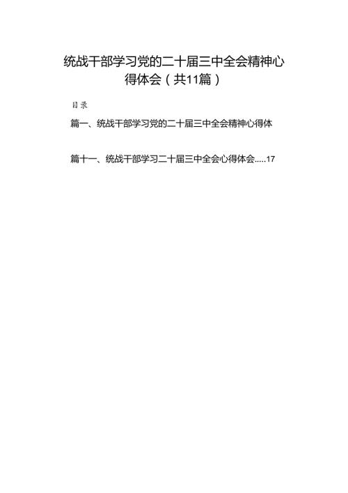 （11篇）统战干部学习党的二十三中全会精神心得体会范文.docx