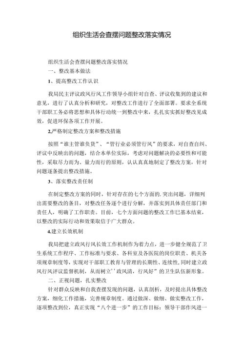 组织生活会查摆问题整改落实情况.docx
