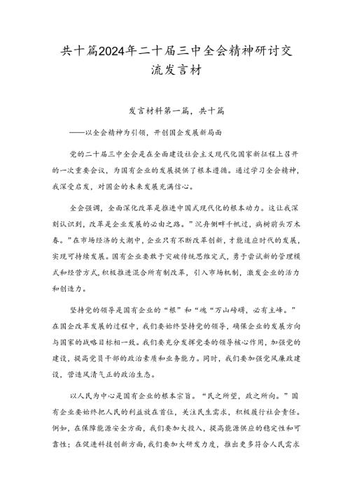 共十篇2024年二十三中全会精神研讨交流发言材.docx