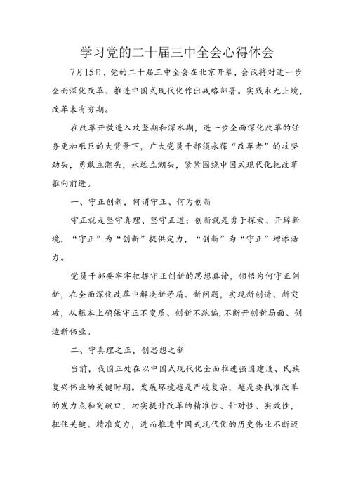 学习2024年学习党的二十三中全会个人心得感悟 （合计16份）.docx