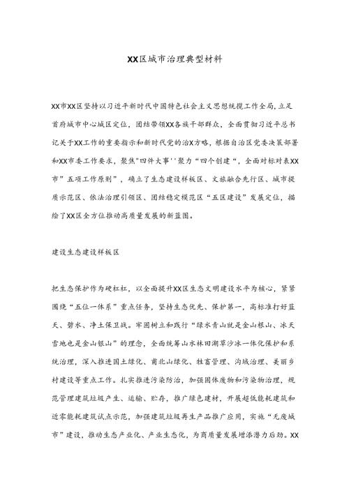 XX区城市治理典型材料.docx