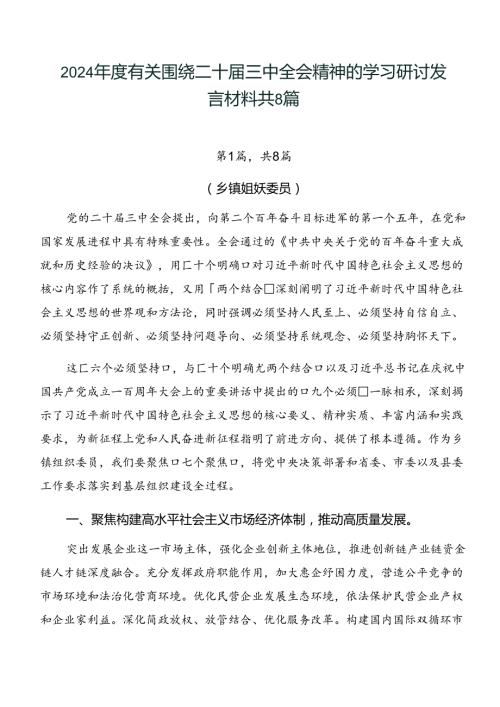 2024有关围绕二十三中全会精神的学习研讨发言材料共8篇.docx