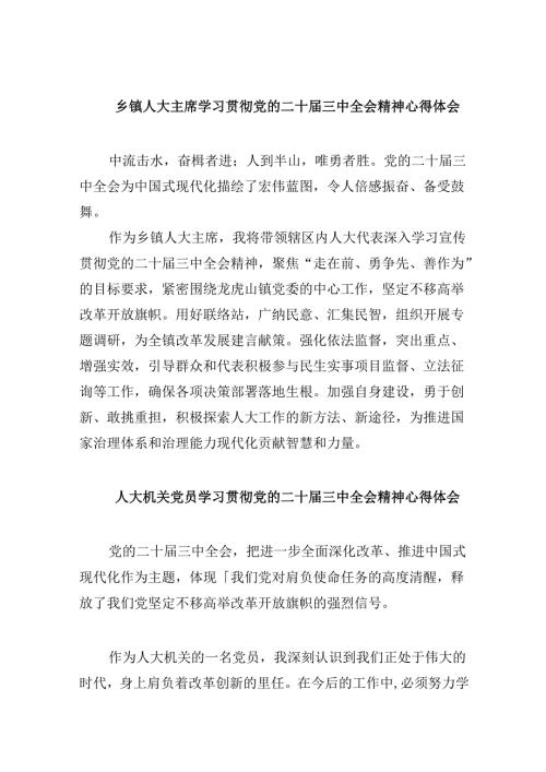 乡镇人大主席学习贯彻党的二十三中全会精神心得体会8篇（精选）.docx