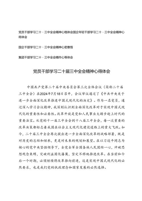 党员干部、国企干部、集团干部学习二十三中全会精神《关于进一步全面深化改革推进中国式现代化的决定》心得体会感悟.docx
