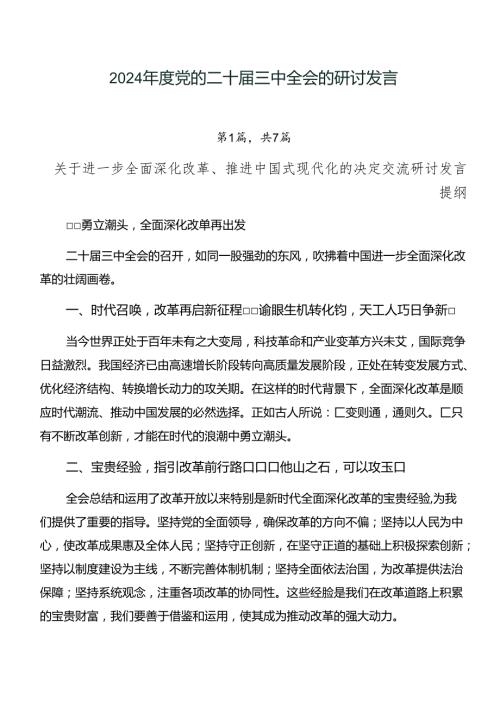 2024党的二十三中全会的研讨发言.docx