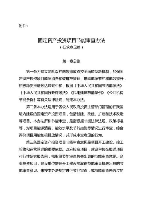 固定资产投资项目节能审查办法（征.docx
