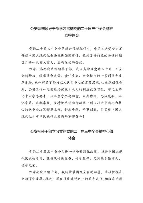 公安系统领导干部学习贯彻党的二十三中全会精神心得体会（共8篇）.docx