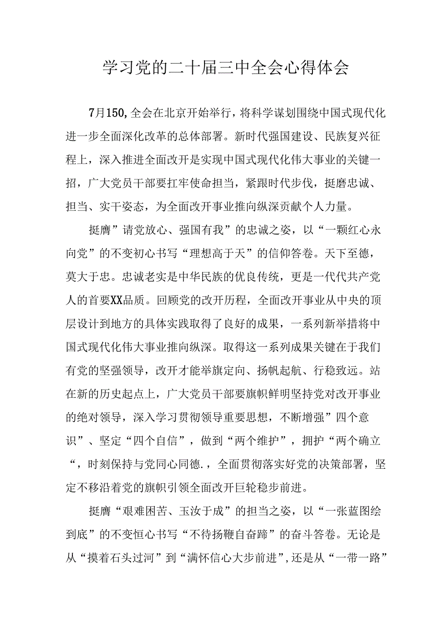 2024年学习学习党的二十三中全会个人心得体会(3).docx_第1页