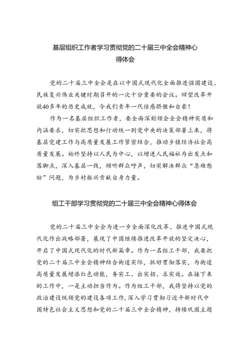 基层组织工作者学习贯彻党的二十三中全会精神心得体会8篇（精选）.docx