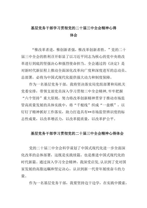 基层党务干部学习贯彻党的二十三中全会精神心得体会8篇（最新版）.docx