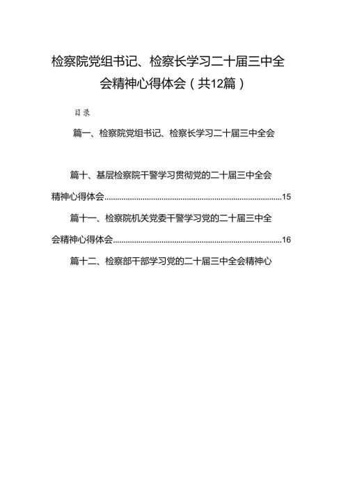检察院党组书记、检察长学习二十三中全会精神心得体会12篇（详细版）.docx