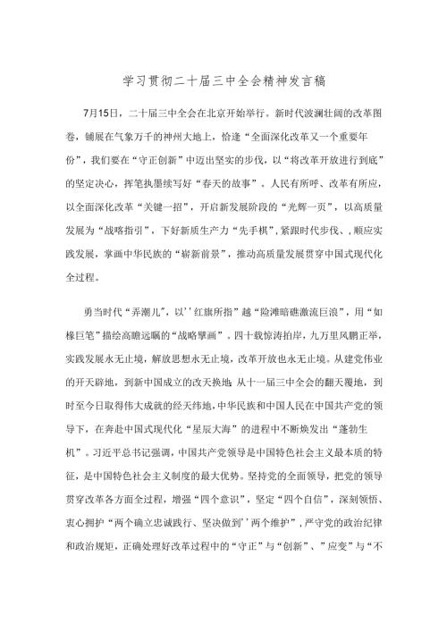 学习贯彻二十三中全会精神发言稿（精选）.docx