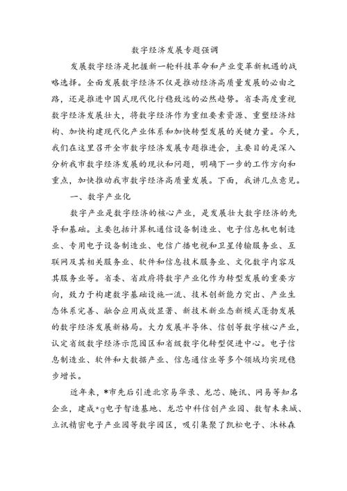 数字经济发展专题强调.docx