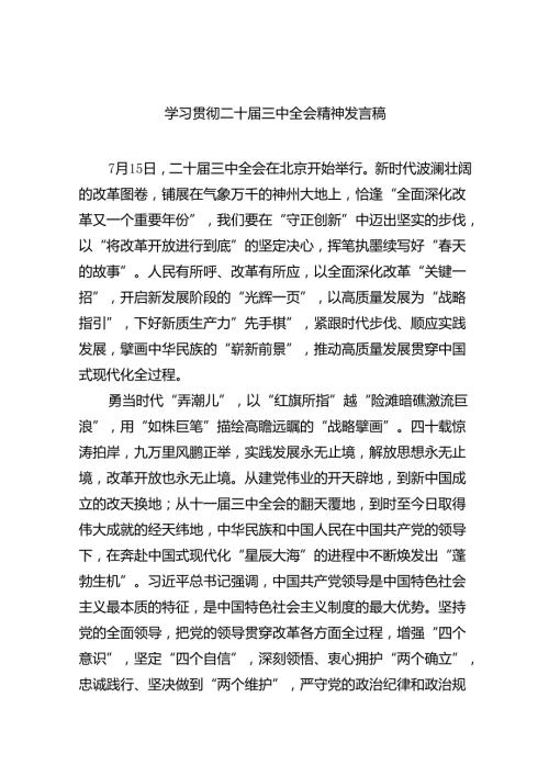 学习贯彻二十三中全会精神发言稿（共8篇）.docx