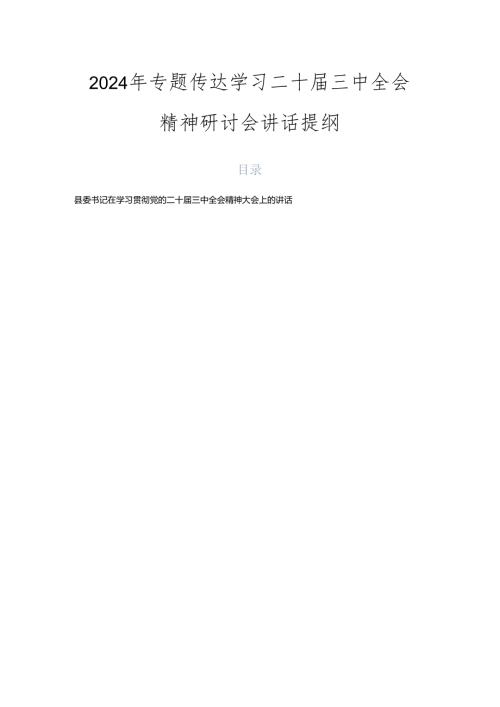 2024年专题传达学习二十三中全会精神研讨会讲话提纲.docx